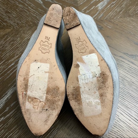 Jessica Bennett light gray suede platform mules. - Picture 14 of 17